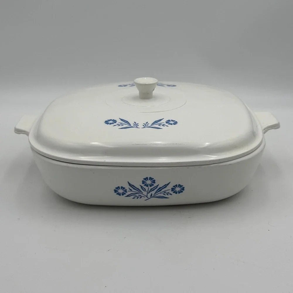 Vintage Corning Ware Cornflower Blue Pyroceram Casserole Dish with Lid A-10 USA